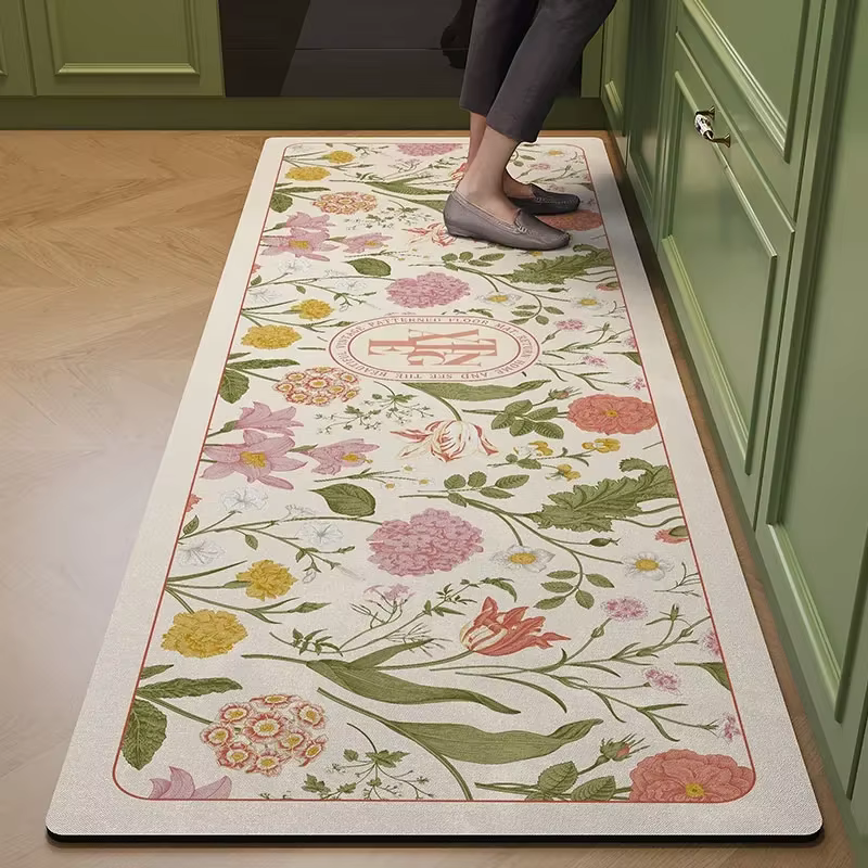 Tapis de sol de cuisine en cuir PVC