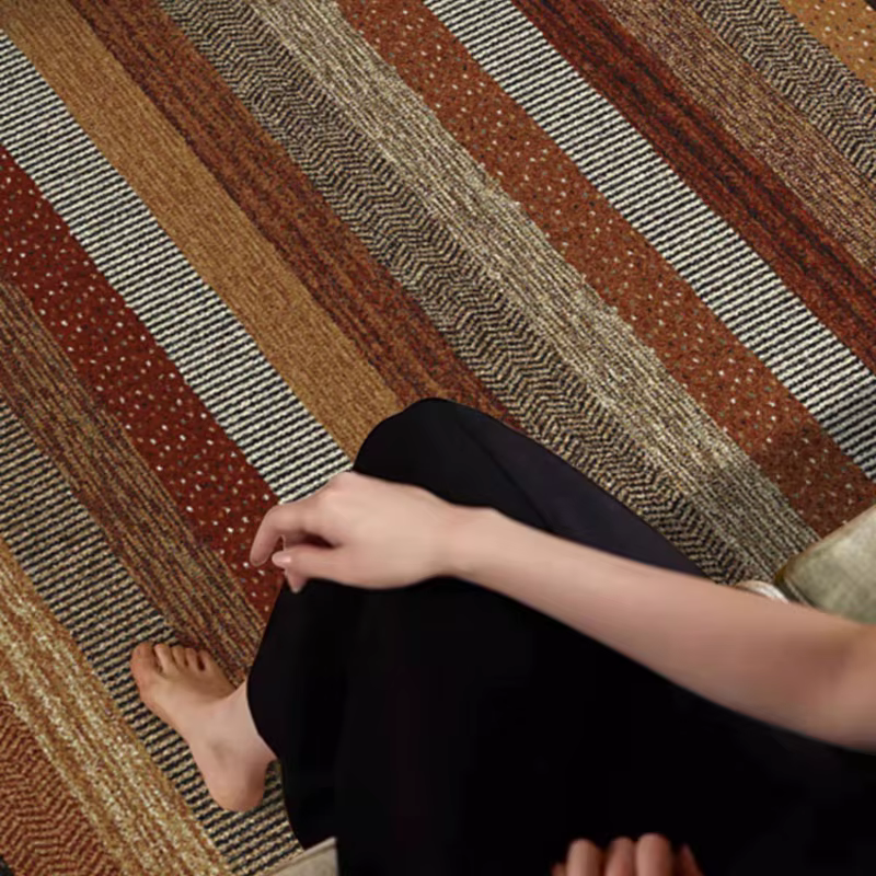 Tapis de salon rétro, rayé de haute qualité