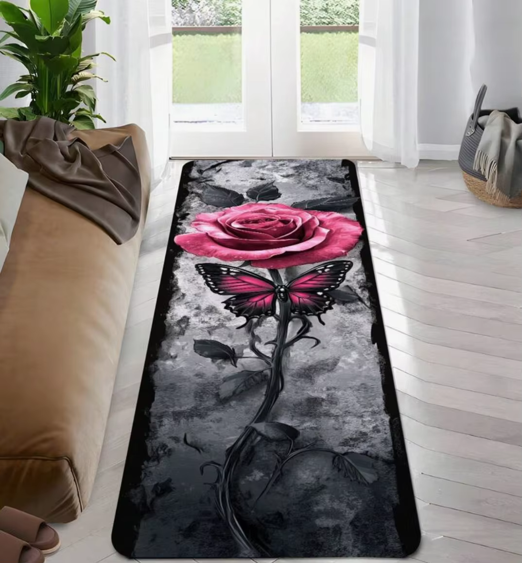 Tapis Long à motif de Rose rouge