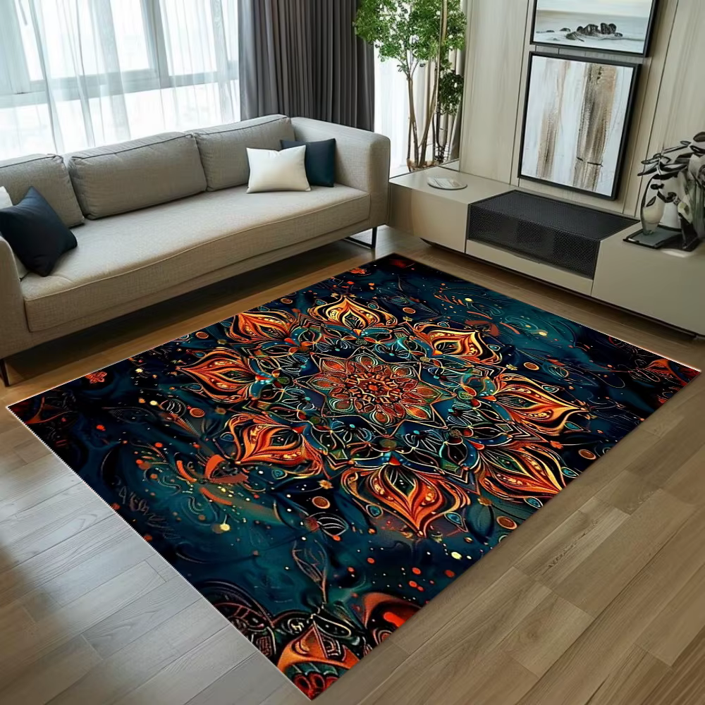 Tapis Mandala Bohème Coloré Imprimé en 3D