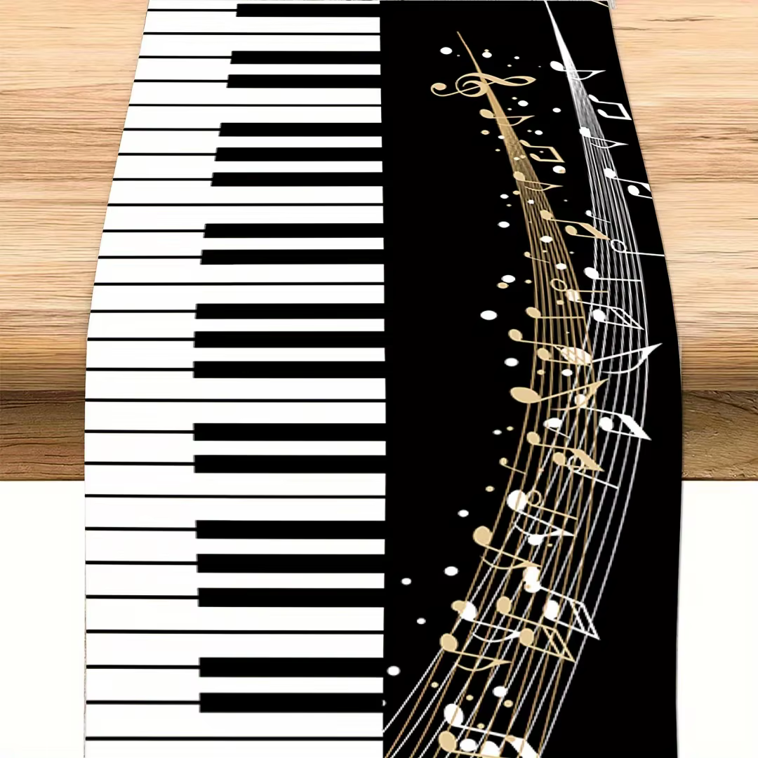 Chemin de table en polyester imprimé touches de piano