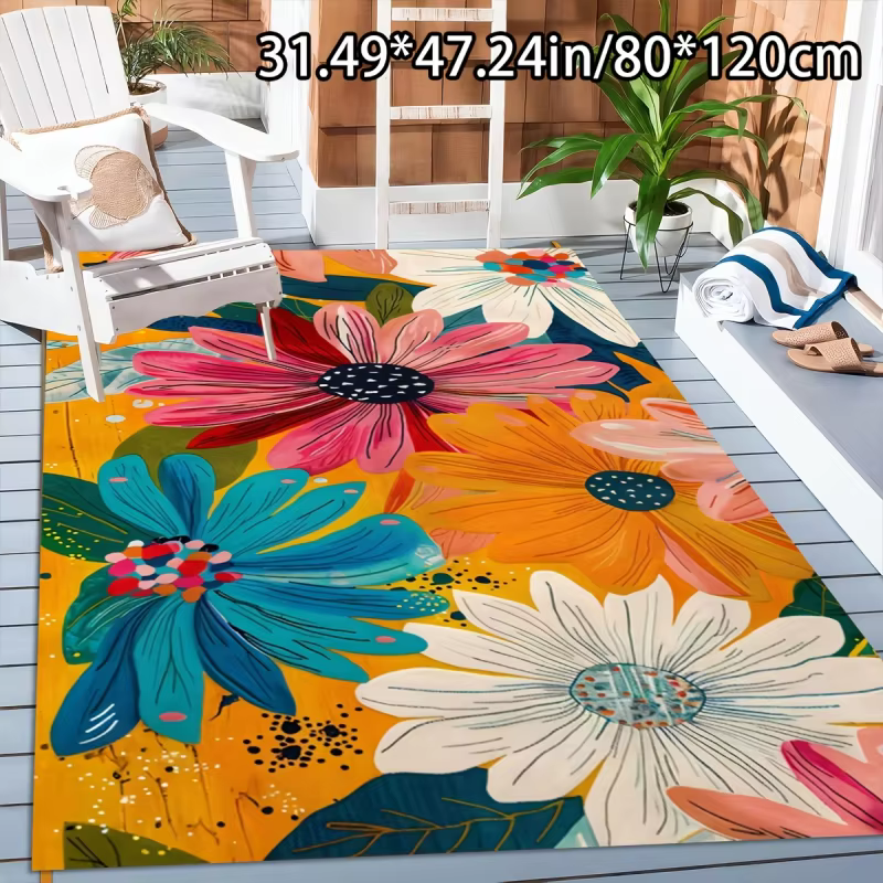 Tapis d'extérieur rectangulaire VIKAMA à motif floral