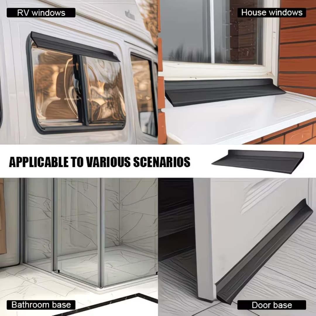 Joint d'étanchéité extérieur en caoutchouc pour seuil de porte, déflecteur de pluie auto-adhésif pour fenêtre extérieure, barrière anti-eau pour rebord.