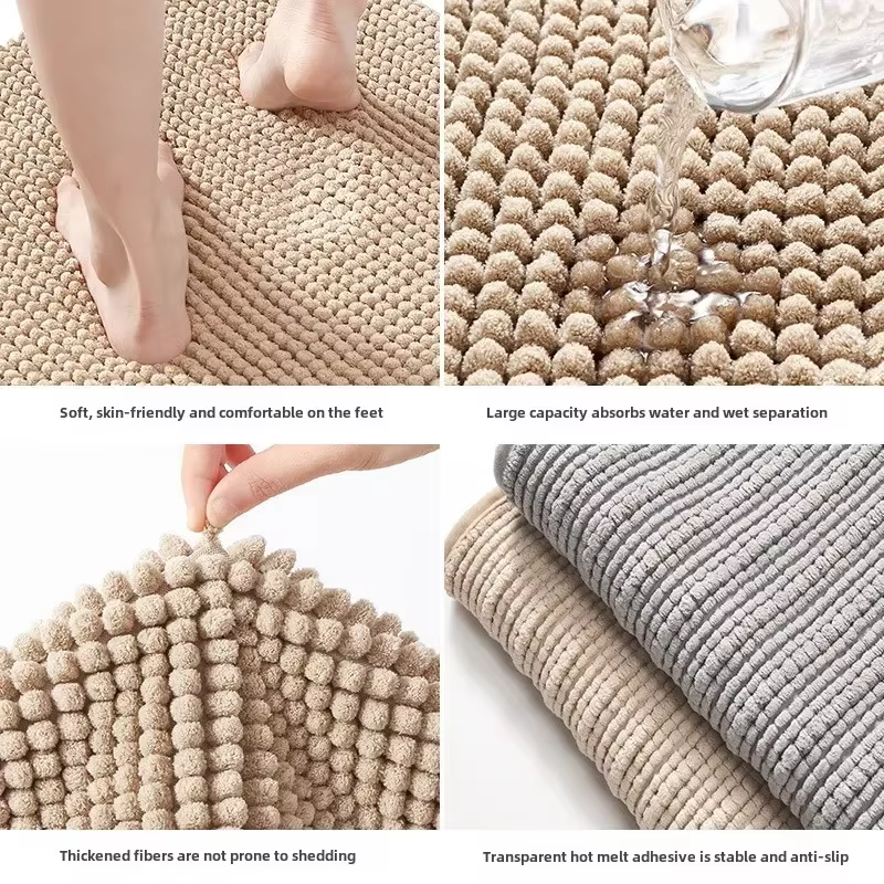 Tapis de bain en chenille à séchage rapide