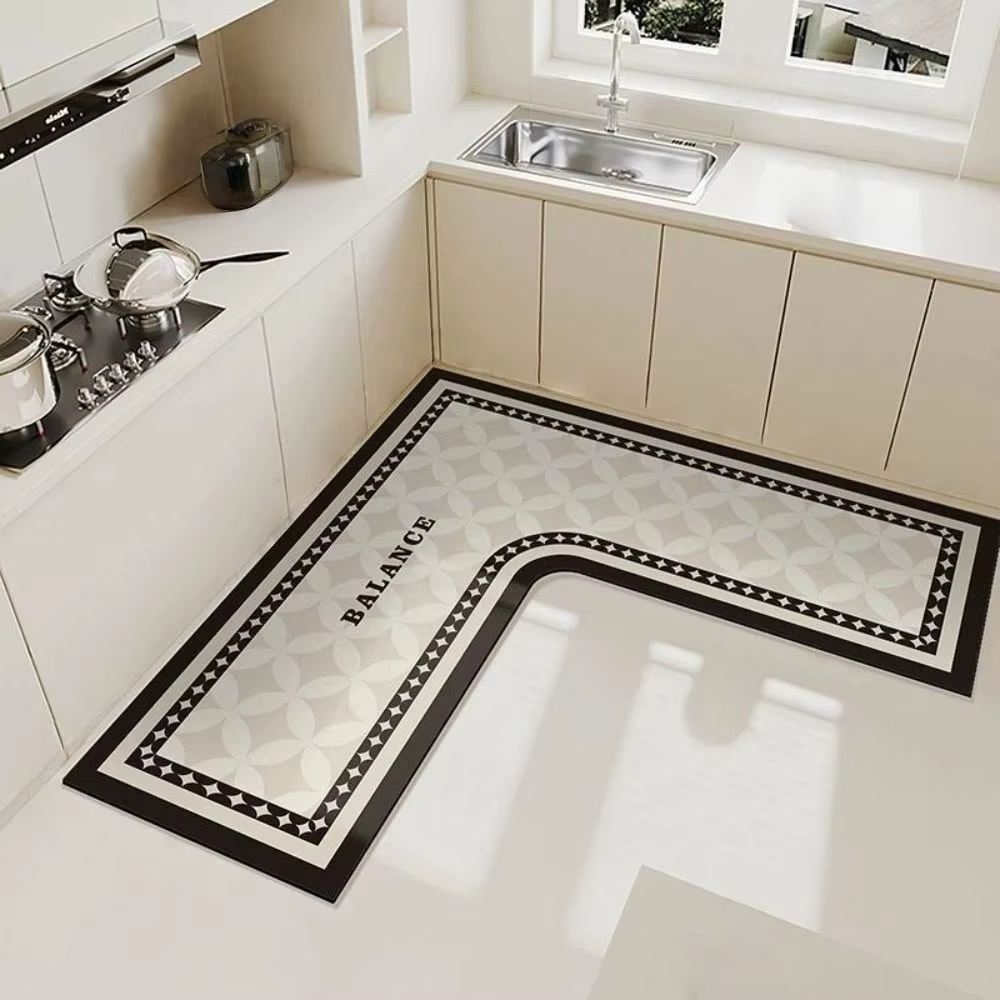 Tapis de cuisine de luxe, résistant à l'huile et aux taches, tapis en forme de L, résistant à l'usure, absorbant l'eau, tapis d'angle de cuisine, décoration de cuisine