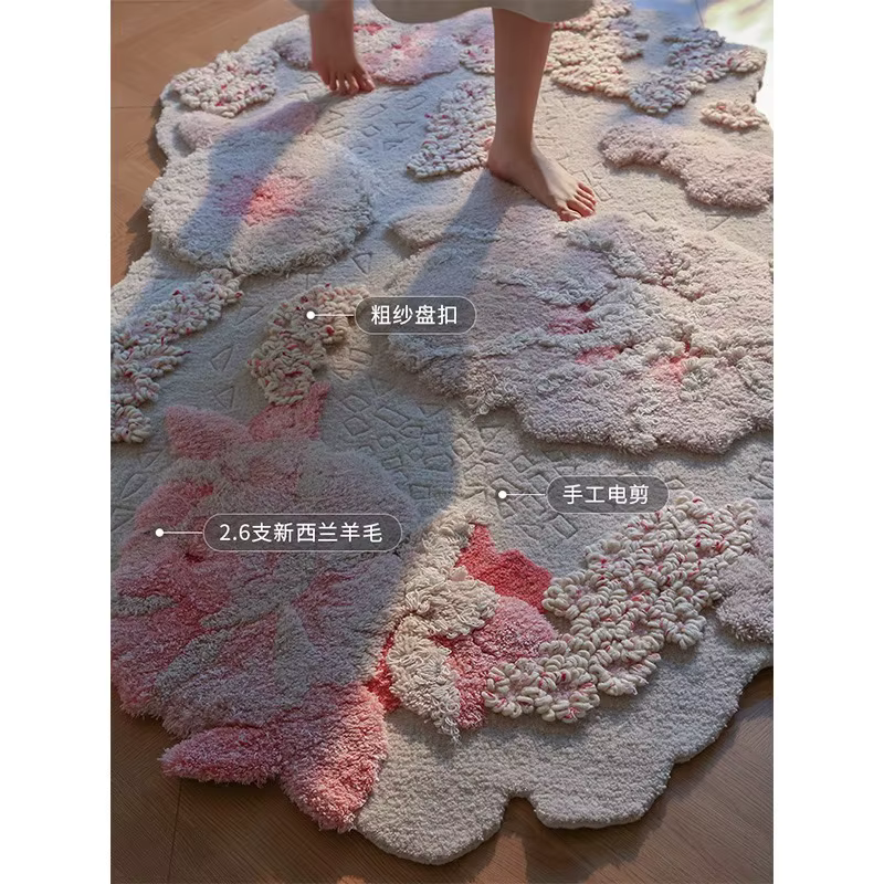 Tapis de chambre rose doux pour filles