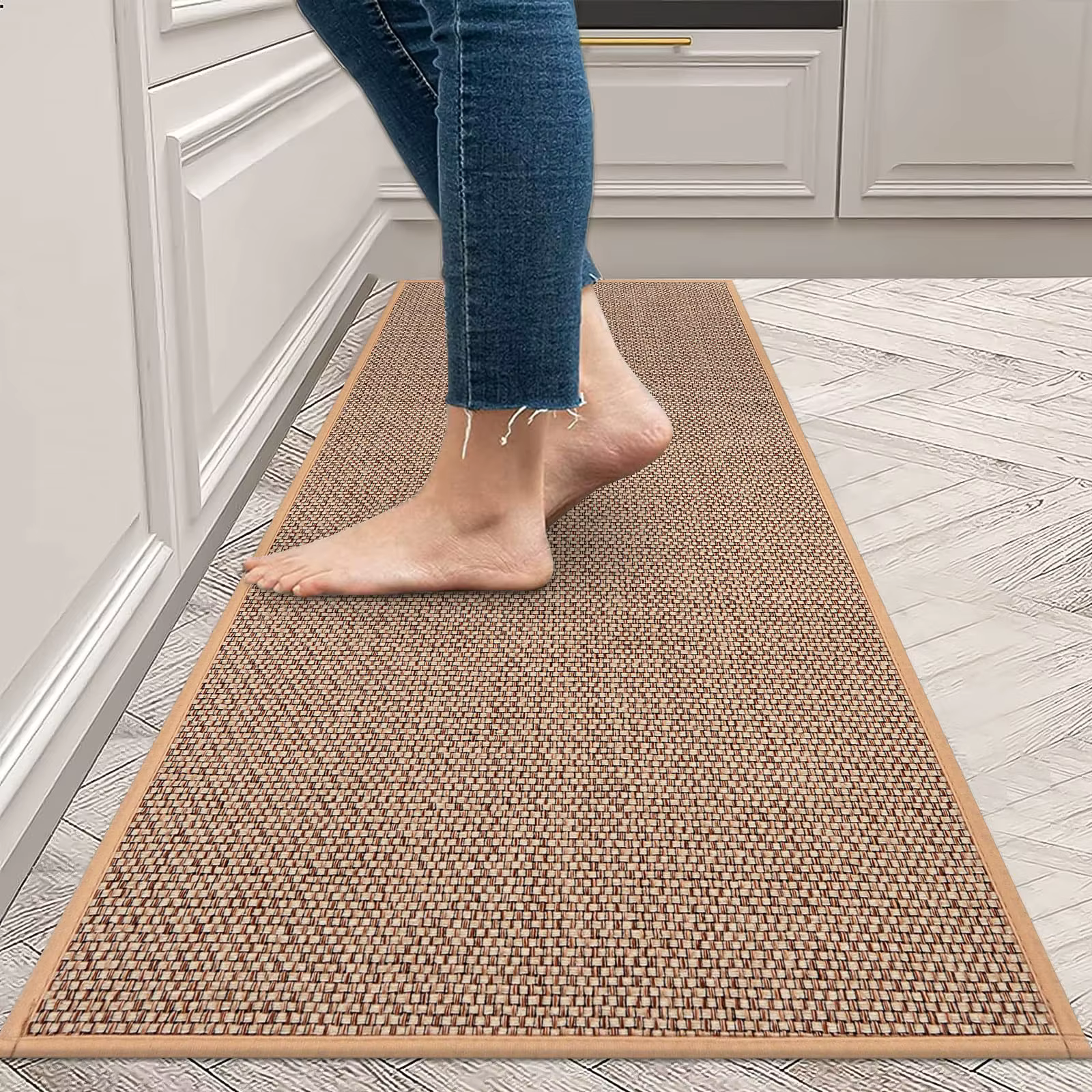 Tapis de sol de cuisine tissé en lin