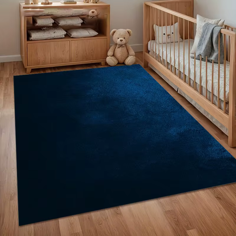 Tapis de sol en velours bleu marine uni