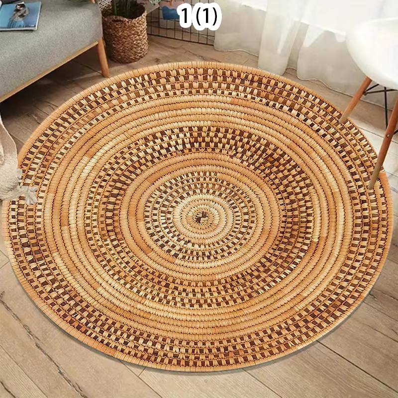 Tapis circulaire à motifs en bois