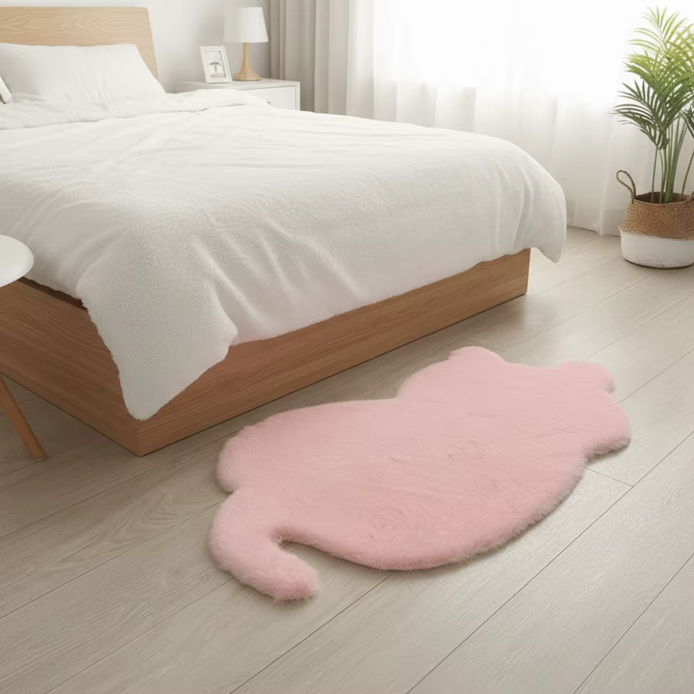 Tapis de chevet en fausse fourrure de lapin