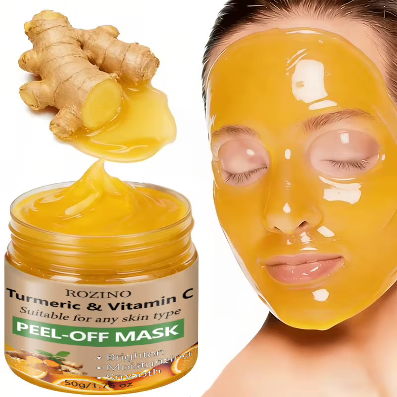 Masque peel-off au curcuma et à la vitamine C 50g, éclaircit le teint, hydrate, lisse, nourrit, raffermit le visage, soin anti-rides, raffermissant et liftant, repulpe la peau, spécialement conçu pour