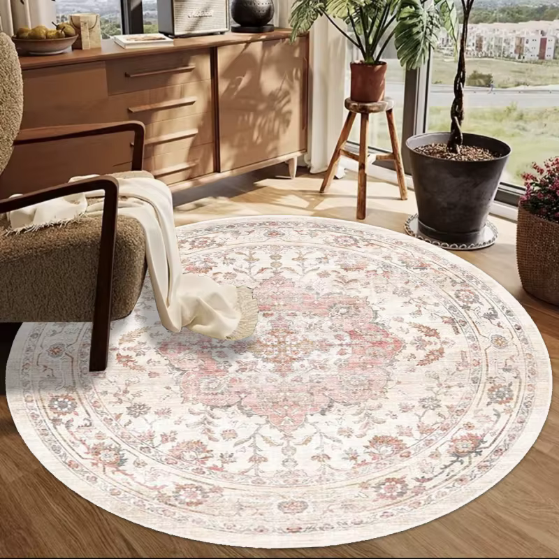 VIKAMA Tapis rond vintage européen