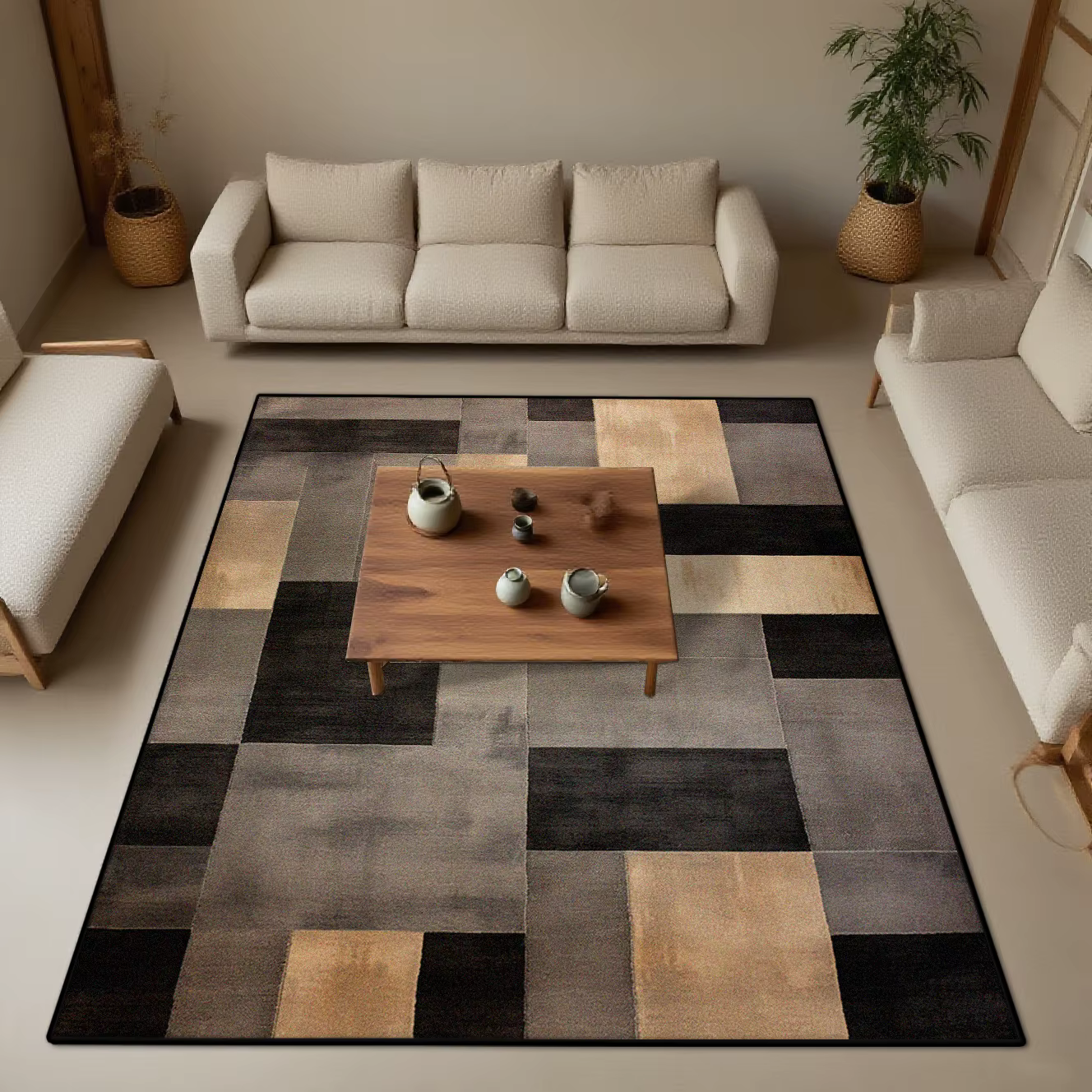 Tapis de salon rectangulaire moderne