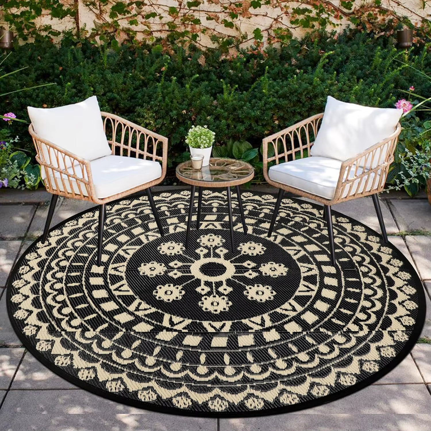 Tapis d'extérieur rond pour Patio
