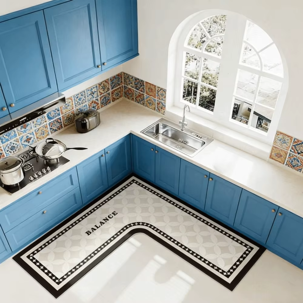 Tapis de cuisine de luxe, résistant à l'huile et aux taches, tapis en forme de L, résistant à l'usure, absorbant l'eau, tapis d'angle de cuisine, décoration de cuisine