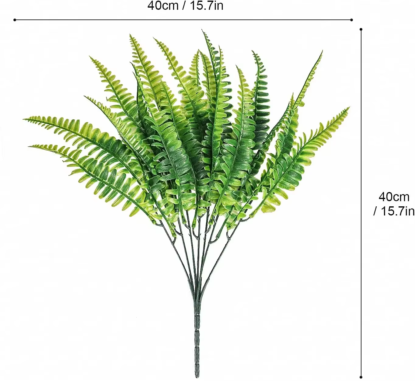 8 paquets de plantes artificielles de fougère de Boston, arbustes artificiels, plastique vert, plantes résistantes aux UV pour l'extérieur et au jardin