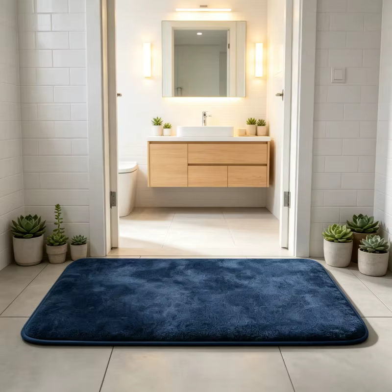 Tapis en velours corail bleu marine 50 × 80 cm