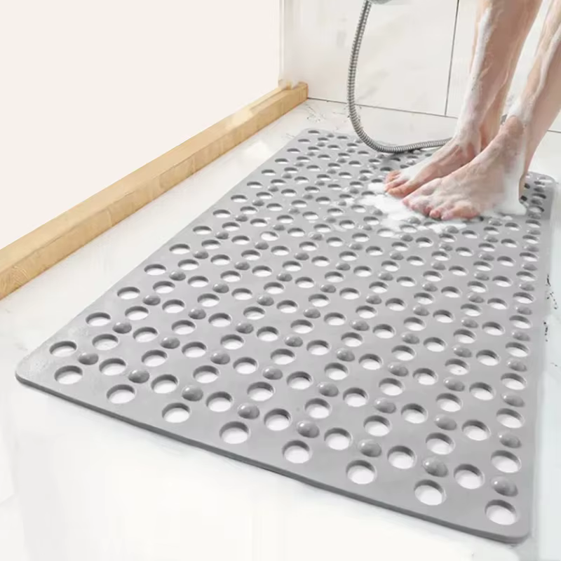 Tapis de bain antidérapant en caoutchouc anti-moisissure avec trous de drainage