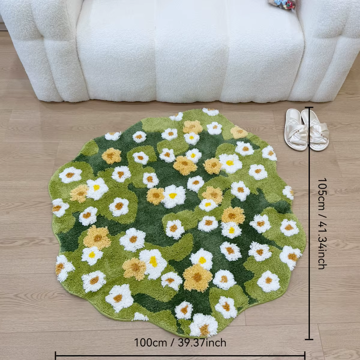 Tapis à poils longs Green Meadow Daisy