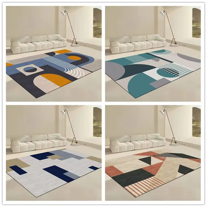 Tapis de Sol Géométrique de Luxe pour Chambre à Coucher
