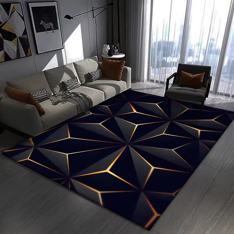 Tapis 3D éblouissant à motif de géométrie visuelle