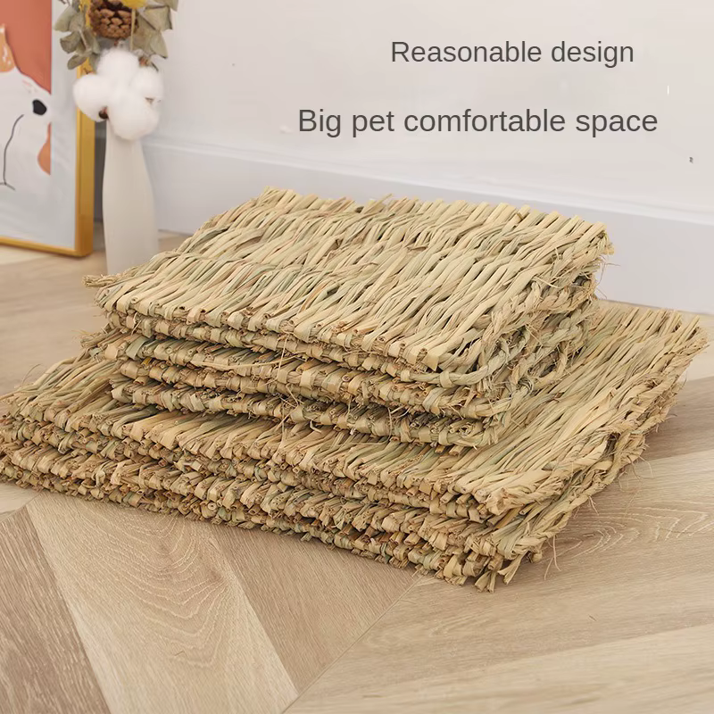 Tapis d'herbe de lapin respirant tissé à la main en paille