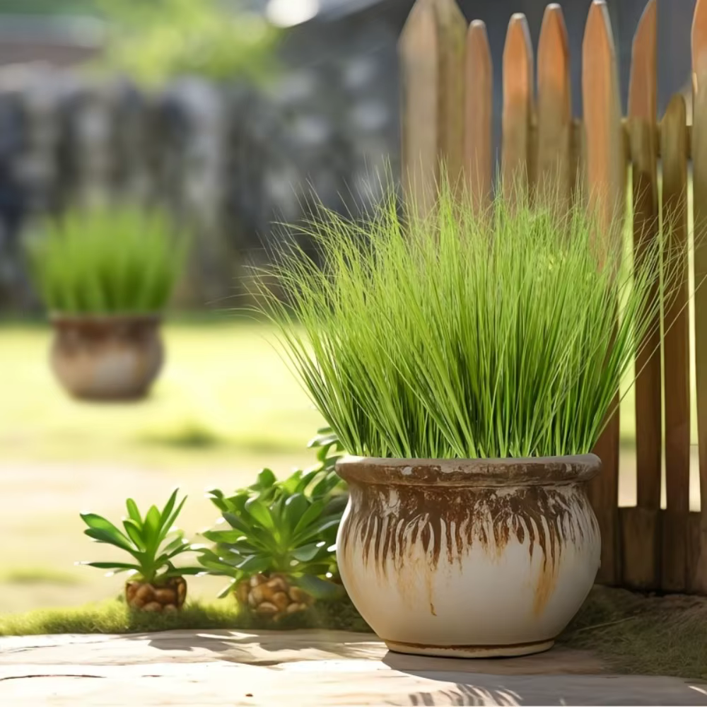 12 pièces d'herbe artificielle verte 40/70 cm
