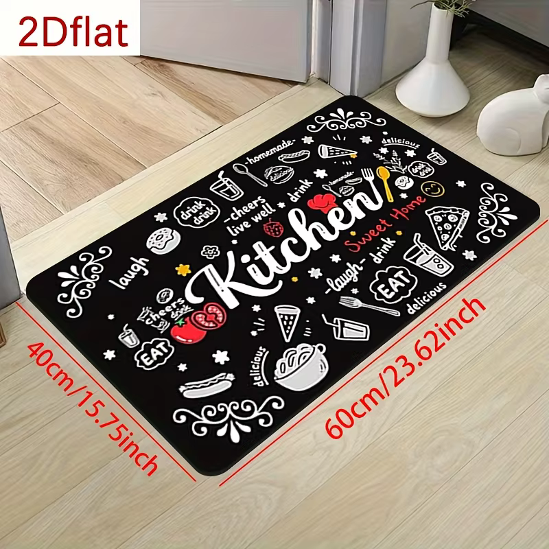 Tapis de cuisine amusant antidérapant et lavable avec imprimé « Eat Laugh Love » pour cuisine, buanderie, couloir