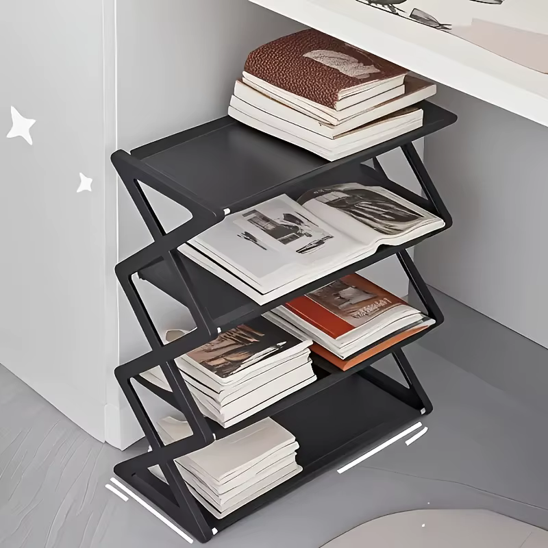Étagère à chaussures 4 niveaux en X, multifonctionnelle et anti-poussière pour dortoirs, entrées, couloirs et chambres