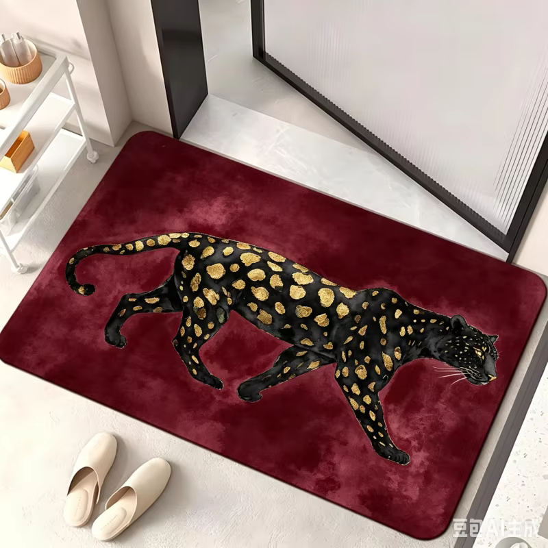 Tapis de bienvenue de luxe motif léopard