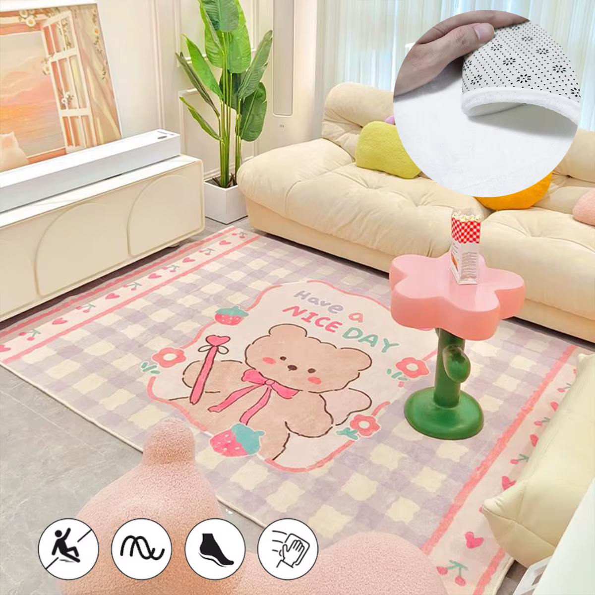 Tapis de décoration de chambre de fille de dessin animé mignon