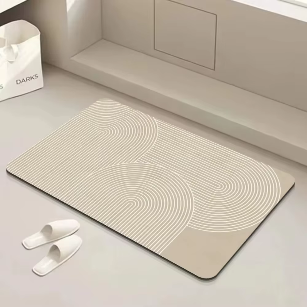 Tapis de bain en diatomite avec rembourrage en caoutchouc