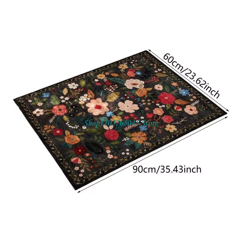 R53F Tapis zone facile à nettoyer avec floral vintages tapis pour entrées