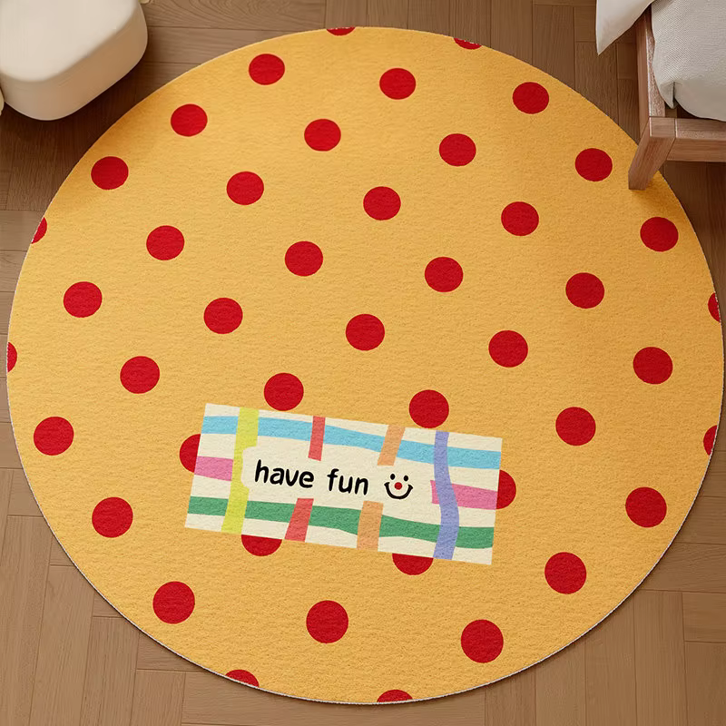 Tapis de chevet rétro à pois en velours Dralon
