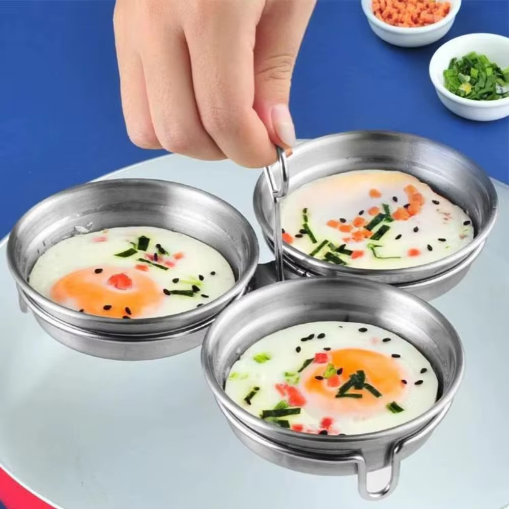 Cuiseur à œufs Durable en acier inoxydable, moule à Omelette 3 en 1 en forme de cœur, cuiseur à vapeur pour œufs, outil de cuisine