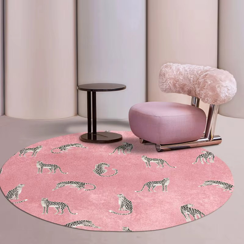 Tapis rond de luxe léger pour décoration de chambre à coucher