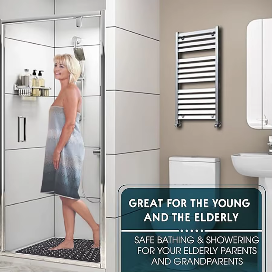 Tapis de bain carré, tapis de bain antidérapant avec ventouses
