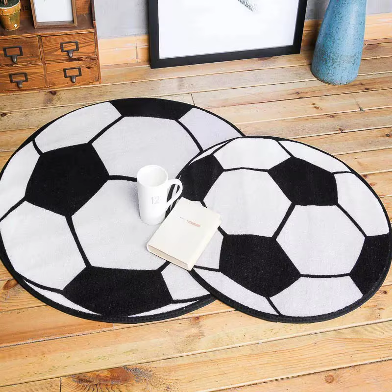 Tapis rond imprimé ballon de Football