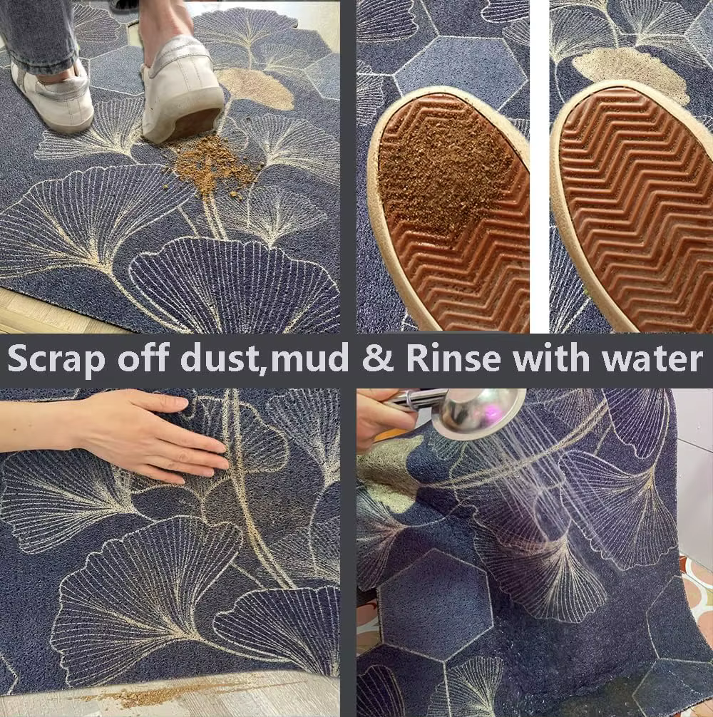 Tapis lavable en caoutchouc, antidérapant, pour couloir, paillasson ondulé, imperméable, facile à nettoyer, pour entrée, résistant à la saleté