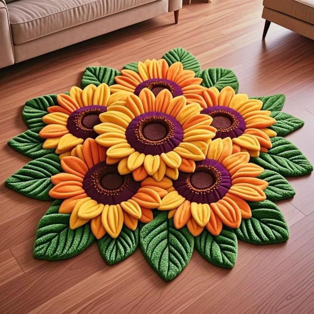 Tapis portable en forme de tournesol