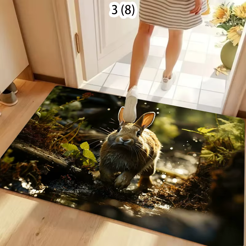 Tapis de sol antidérapant motif forêt et mousse pour entrée