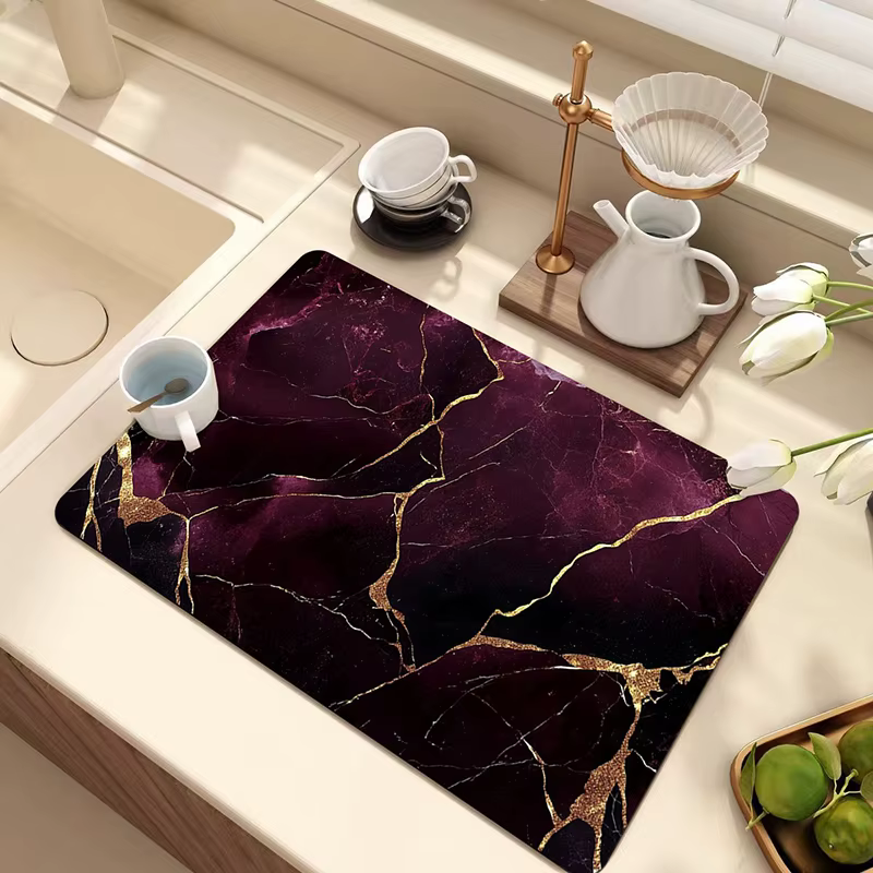 Tapis de séchage à motif de marbre