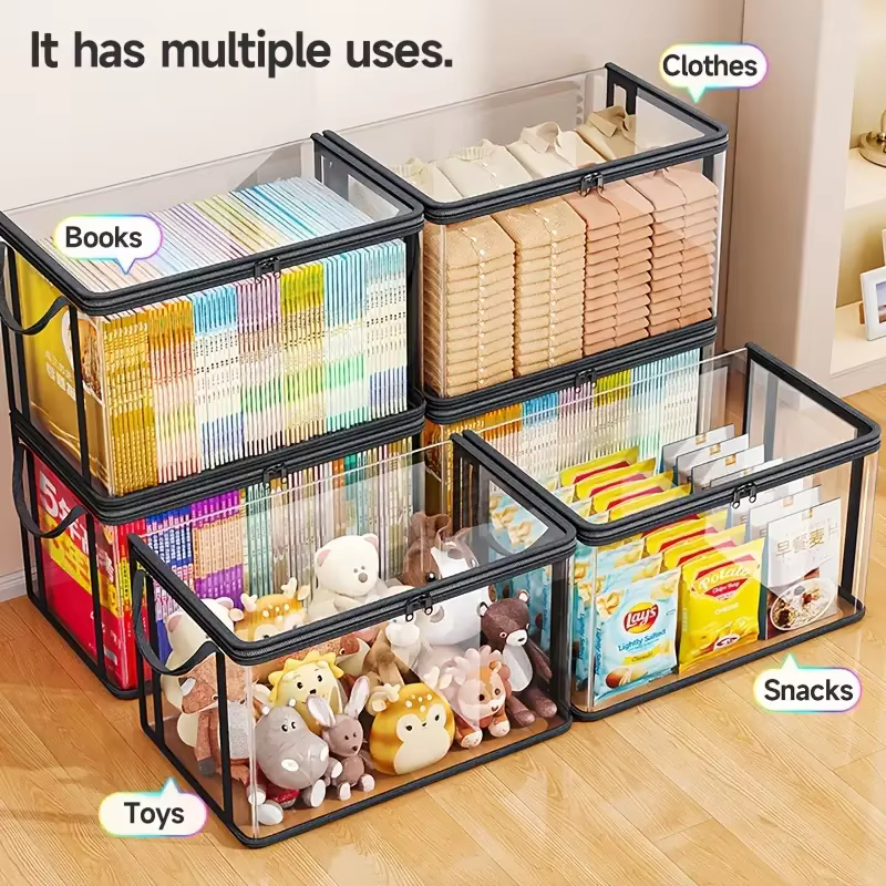 Boîte de rangement en PVC transparent | Couvercle à rabat et fenêtre de visualisation | Organisateur multi-usages pour jouets, travaux manuels et fournitures | Conteneur cadeau durable