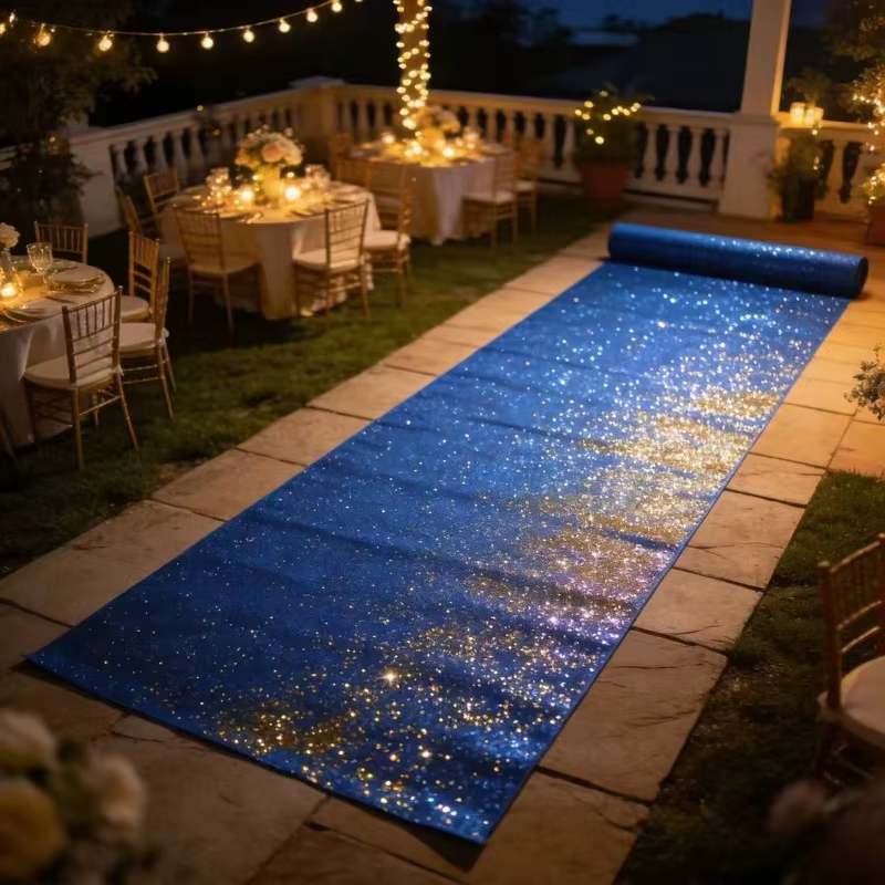 Tapis bleu élégant, tapis de défilé brillant