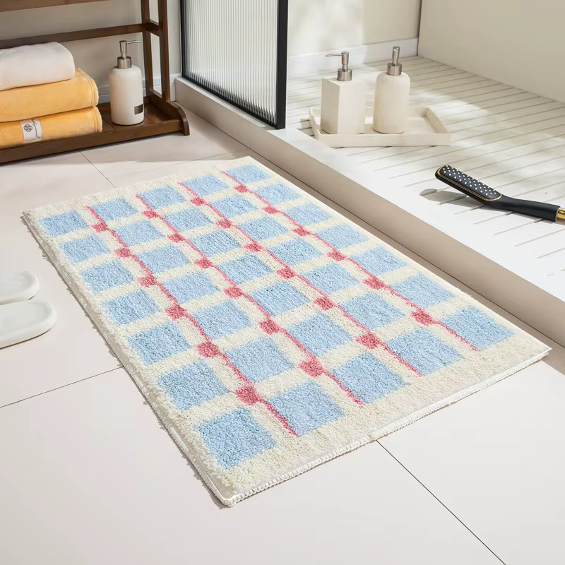 Tapis VIKAMA à carreaux bleus