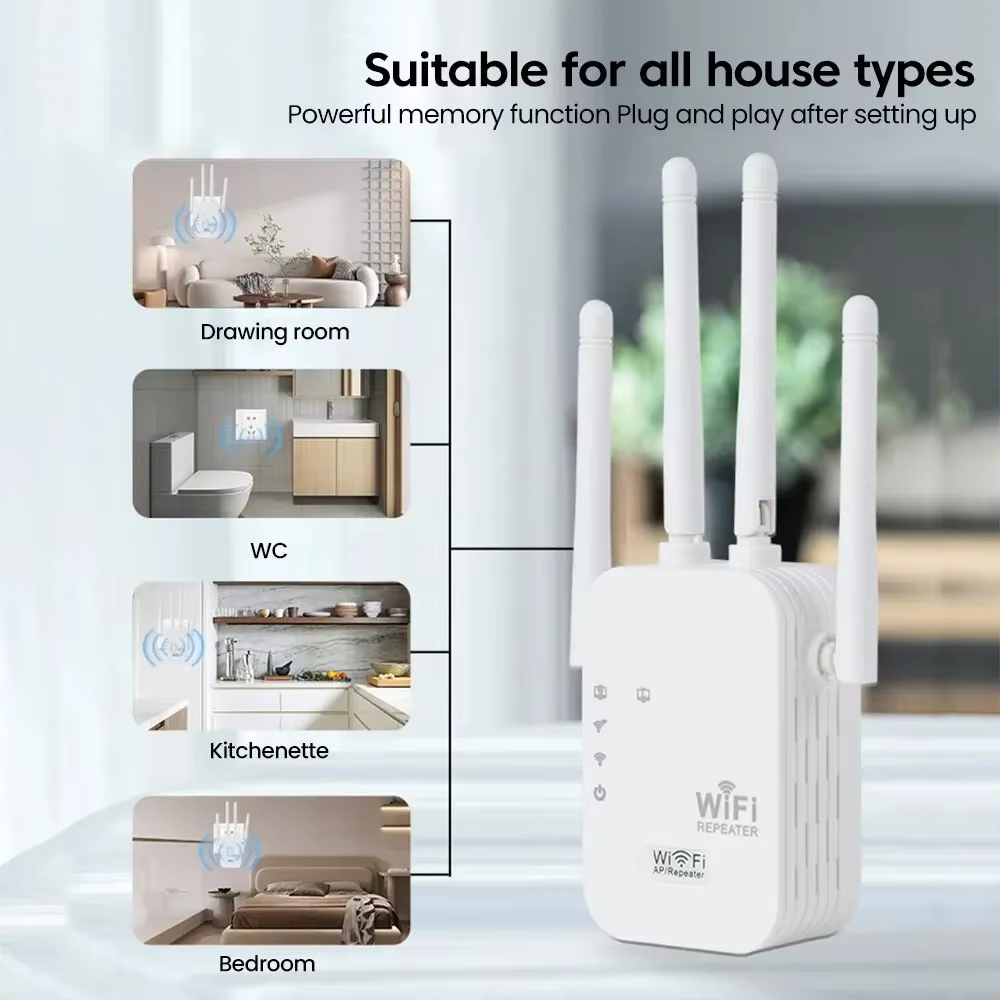 Répéteur WiFi sans fil 300 Mbps, routeur de signal 2,4 G, 802.11N, amplificateur WiFi longue portée, amplificateur WiFi