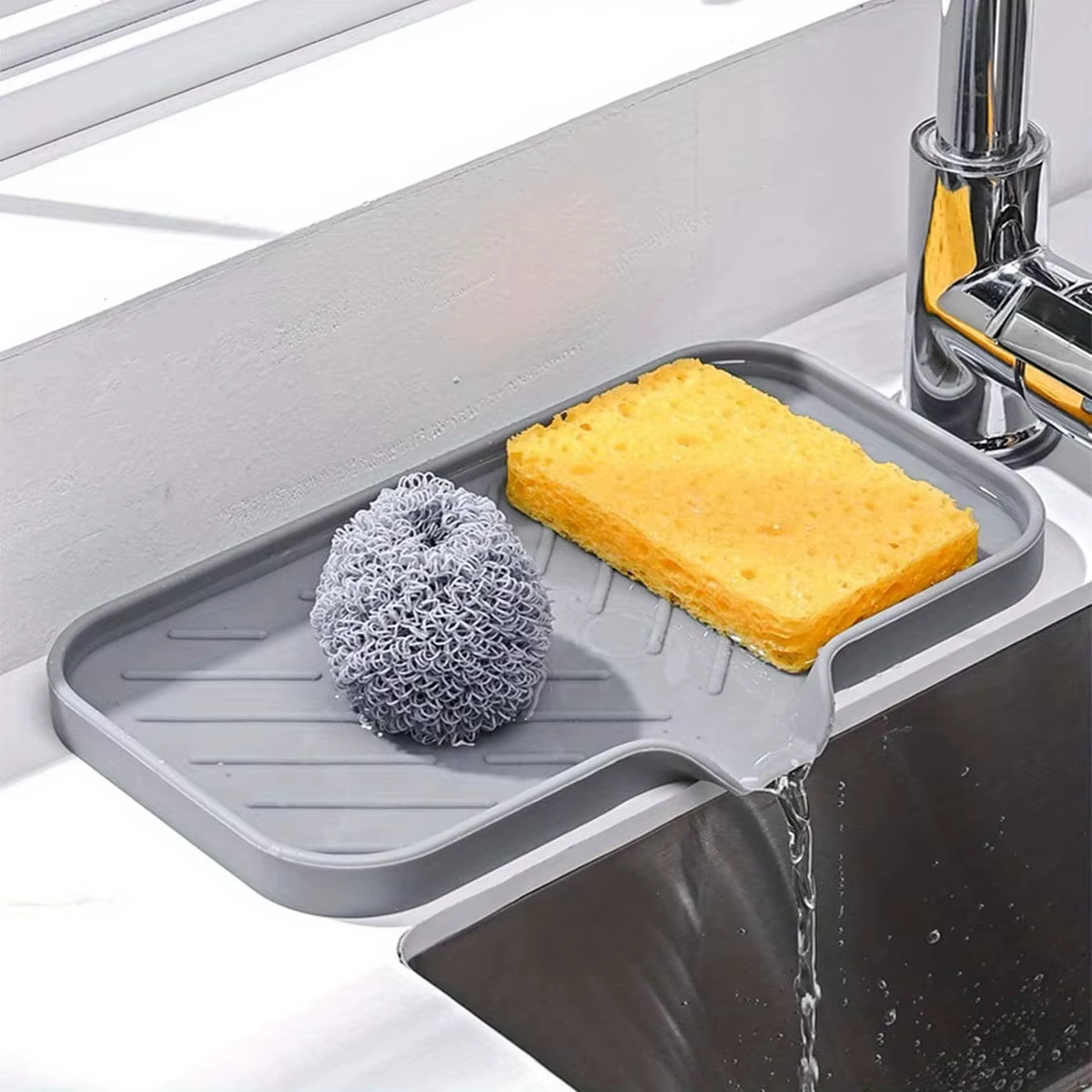 Support de rangement en silicone pour évier de cuisine avec égouttoir
