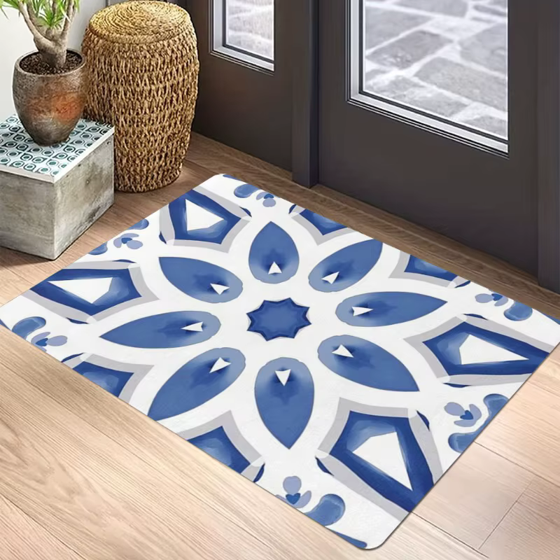 Tapis à motif bleu blanc