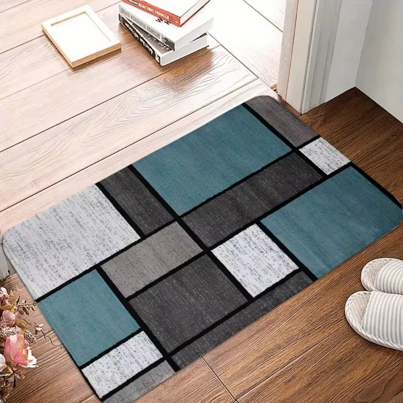 Tapis d'entrée VIKAMA en bois rustique à motif floral