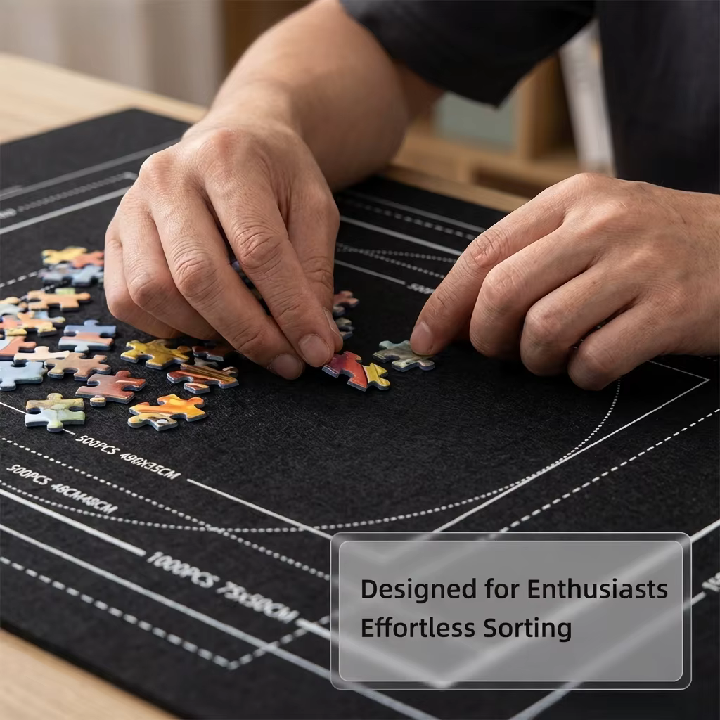 Tapis de puzzle noir/gris en feutre